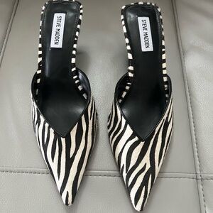 Steve Madden Zebra Print Heels in Black and Cream